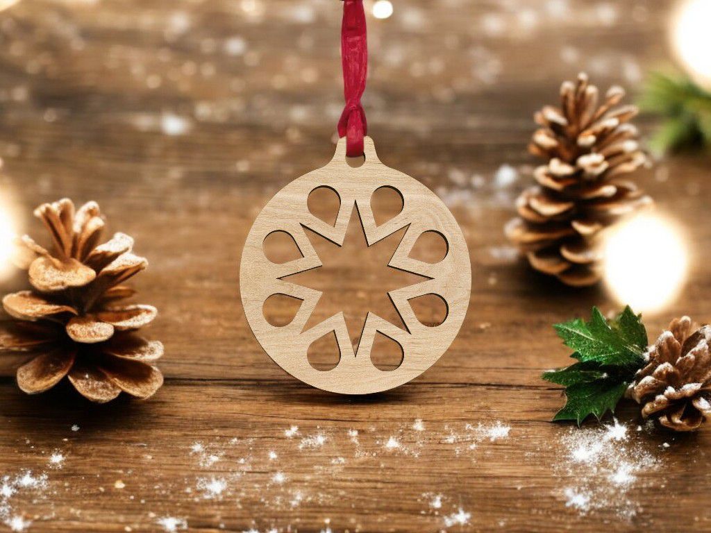 Laser Cut Christmas Bauble Seasonal Decor Vector