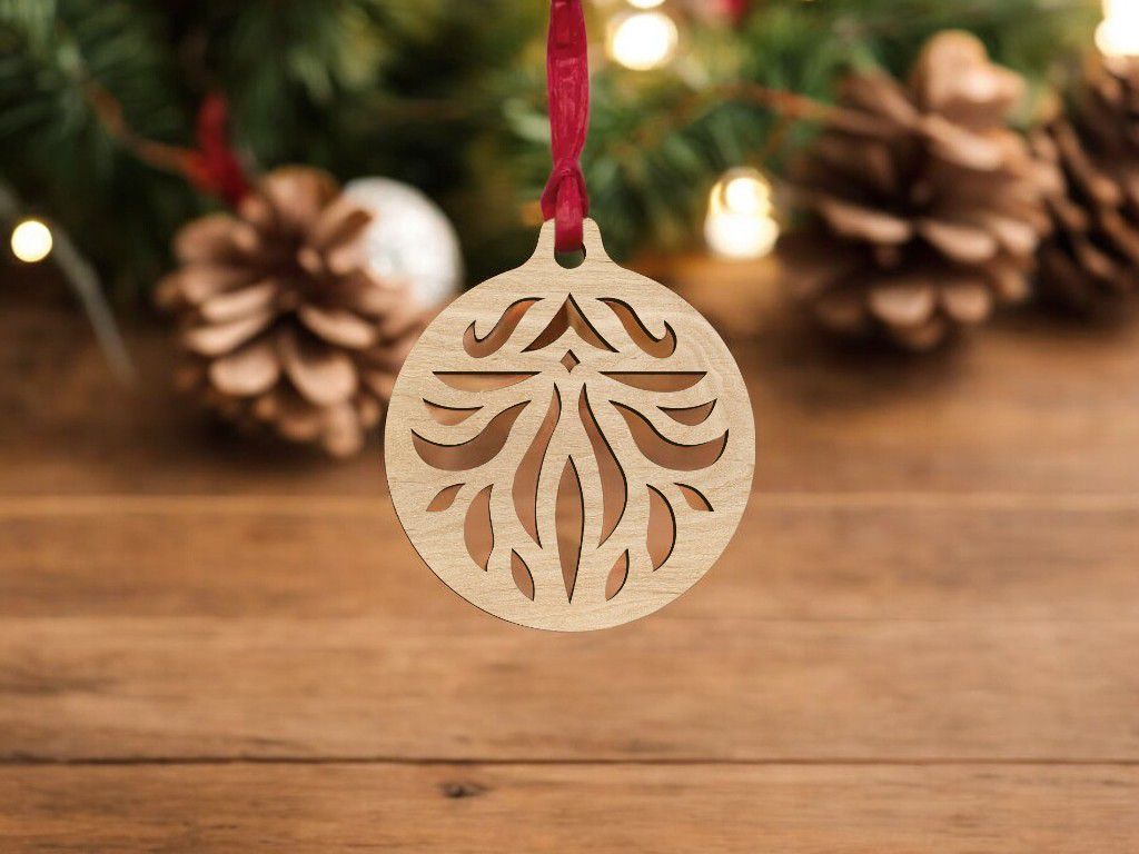 Laser Cut Floral Design Christmas Bauble Vector