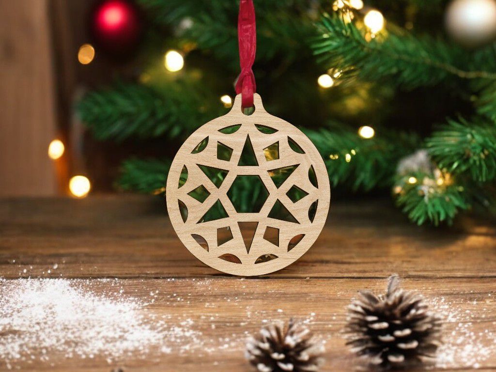 Laser Cut Round Ball Christmas Ornament Vector