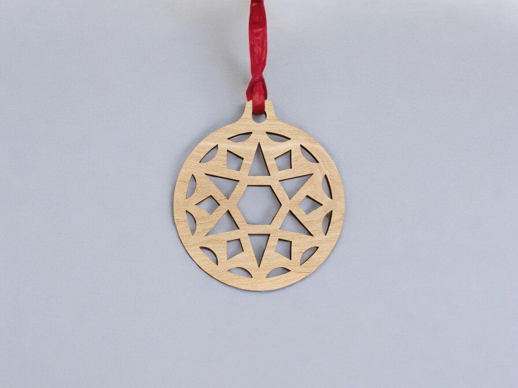 Laser Cut Round Ball Christmas Ornament Vector