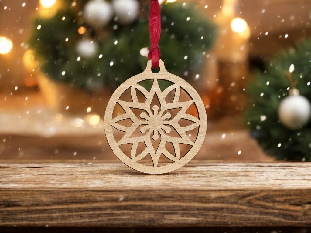 Laser Cut Snowflake Christmas Decoration Bauble Vector