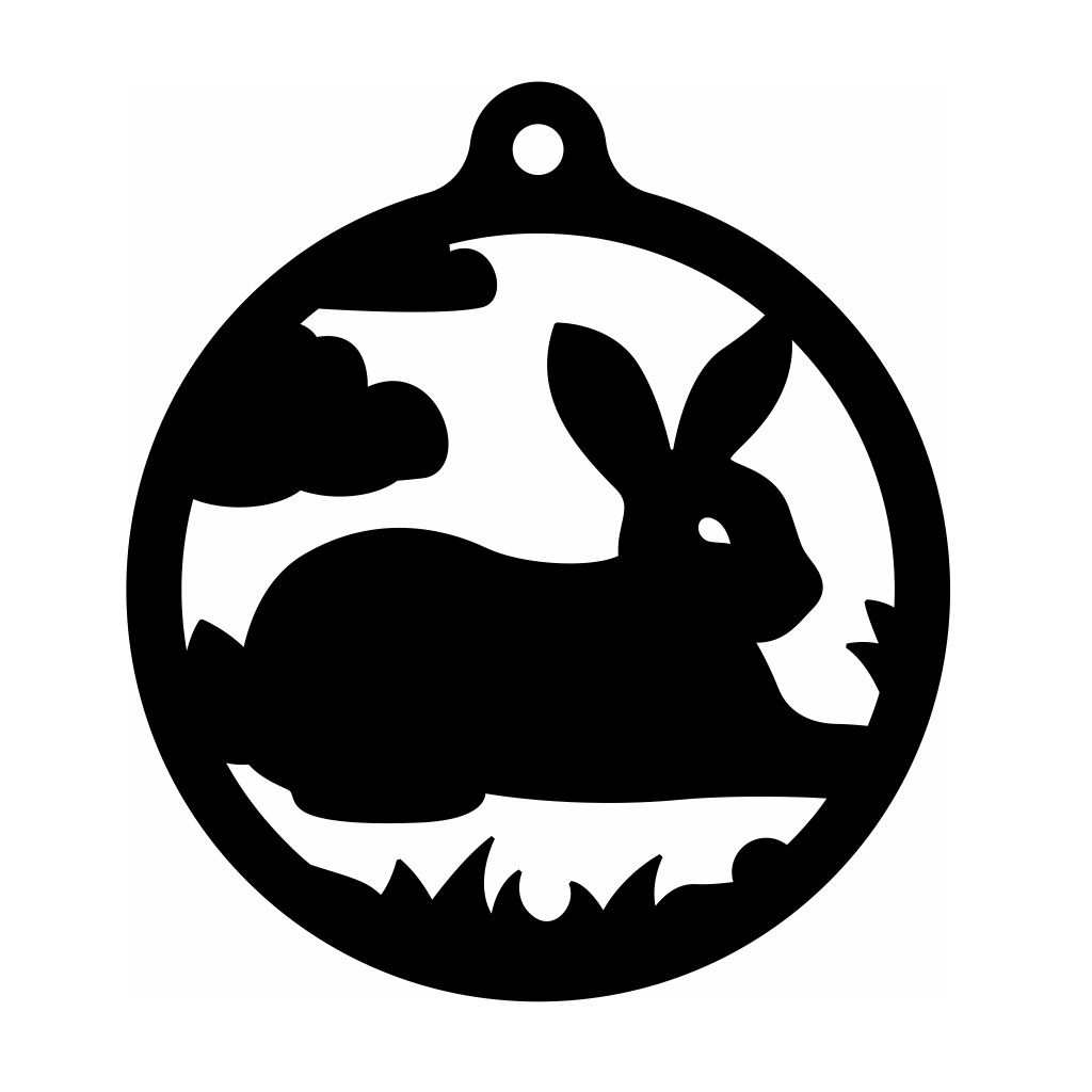 Laser Cut Bunny Rabbit Christmas Bauble Vector