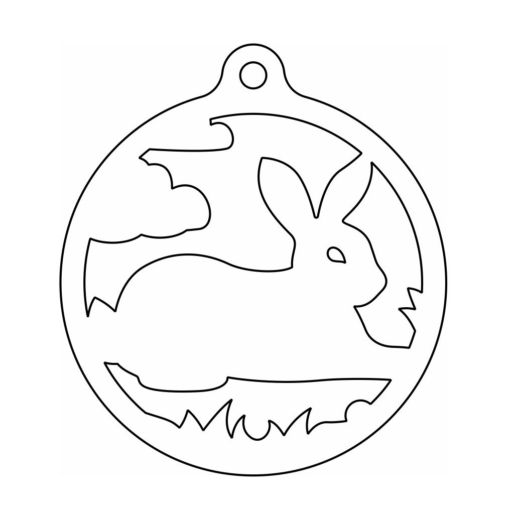Laser Cut Bunny Rabbit Christmas Bauble Vector