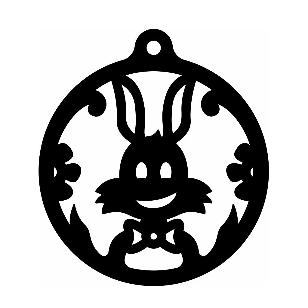 Laser Cut Cute Bunny Christmas Ball Ornament Vector
