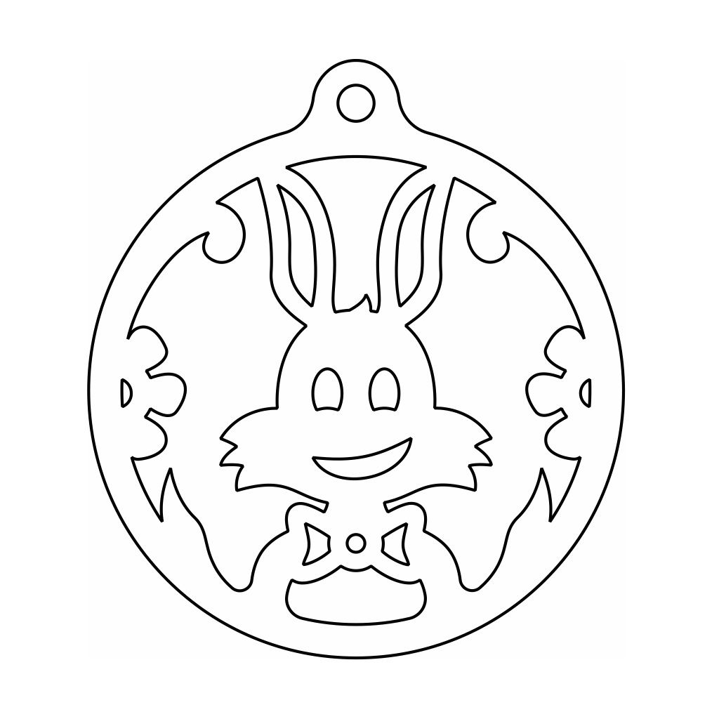 Laser Cut Cute Bunny Christmas Ball Ornament Vector