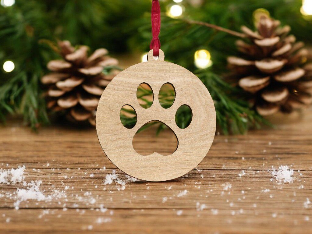 Laser Cut Paw Print Bauble Vector