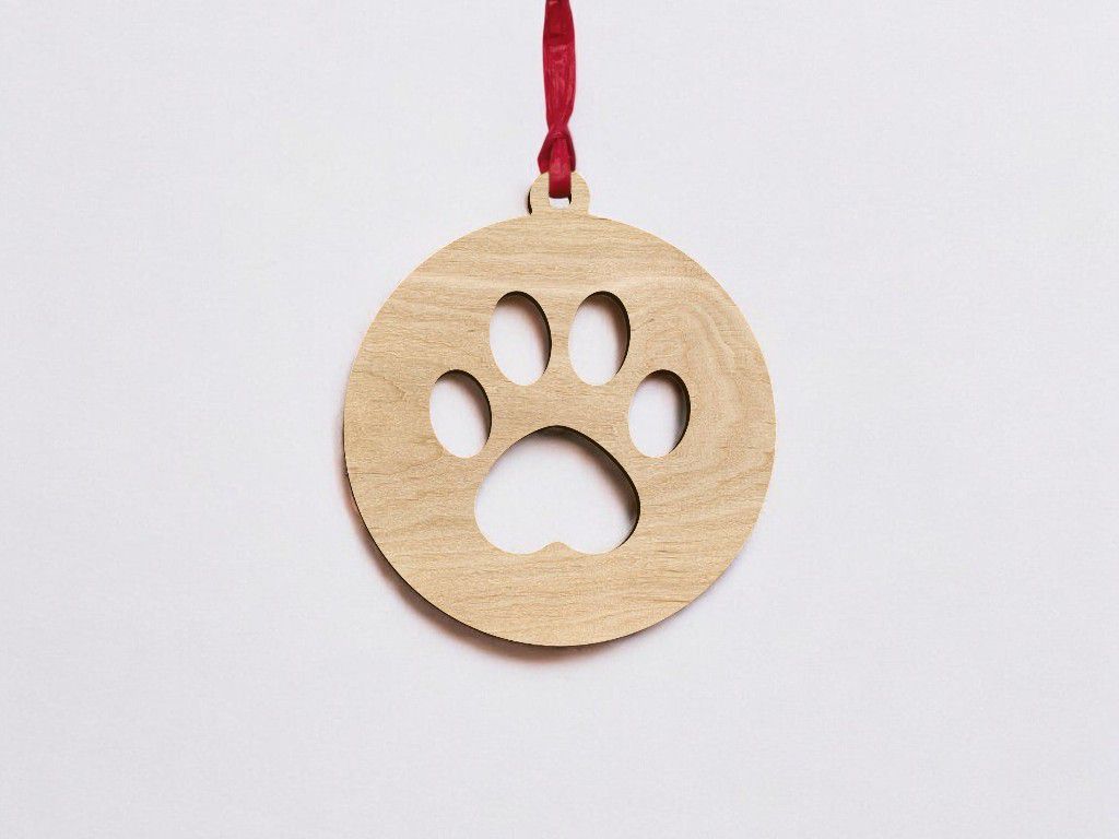 Laser Cut Paw Print Bauble Vector