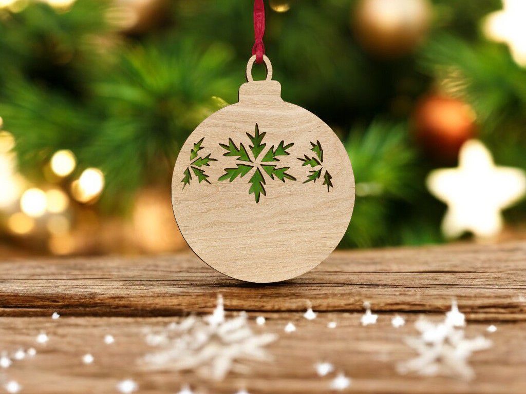 Laser Cut Floral Design Christmas Ball Vector