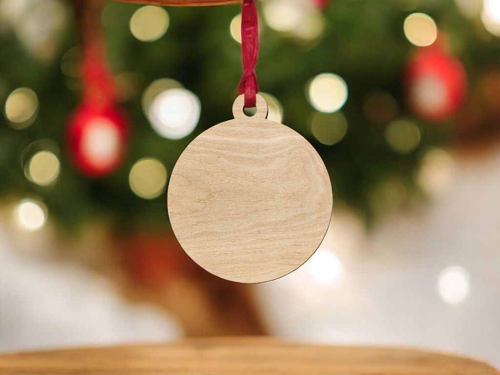 Laser Cut Wooden Christmas Bauble Blank Vector