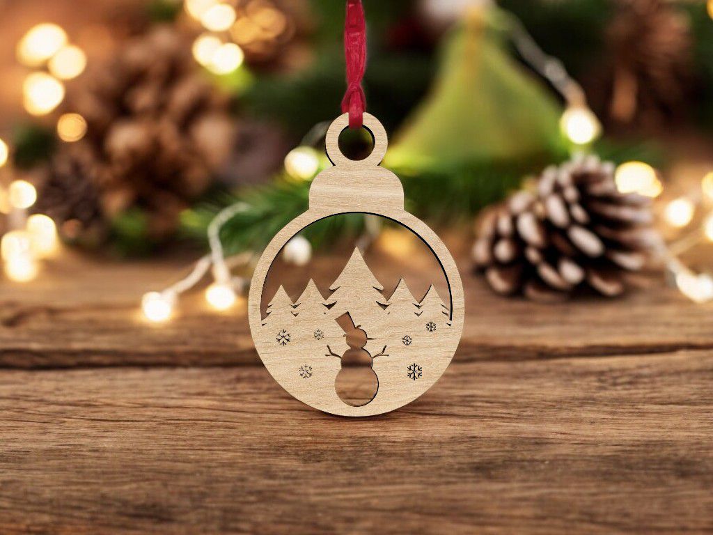 Laser Cut Christmas Ornament with Snowman and Trees CDR DXF EPS SVG File  Free Download | Vecty, image size:1024x768