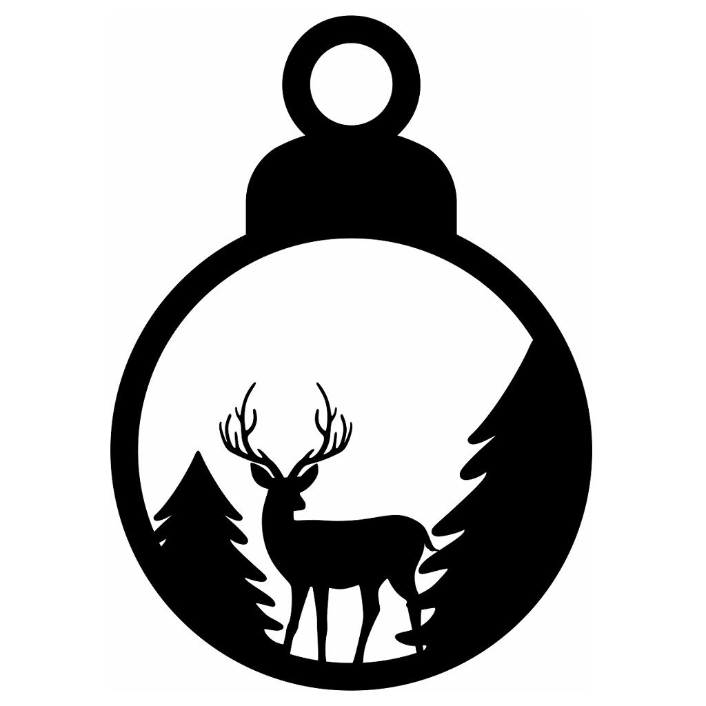 Laser Cut Deer in the Woods Christmas Tree Bauble Vector