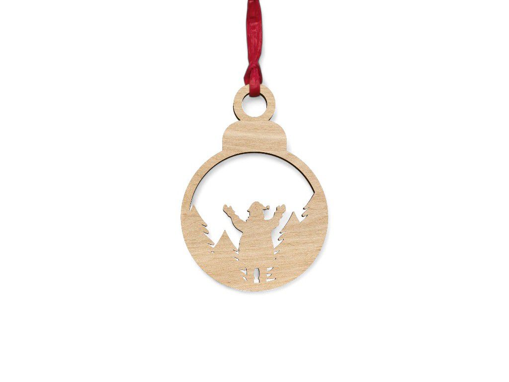 Laser Cut Snowman in the Woods Christmas Bauble Vector