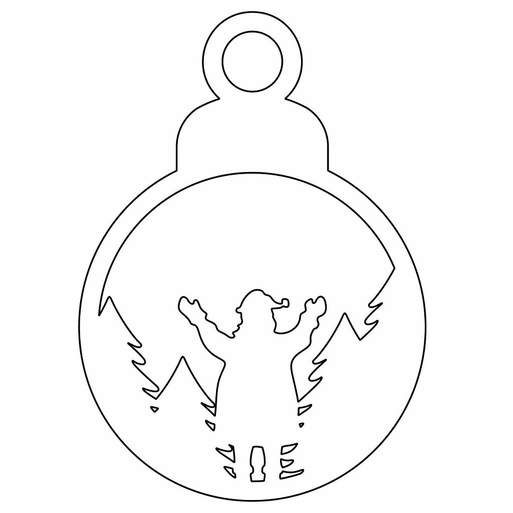 Laser Cut Snowman in the Woods Christmas Bauble Vector