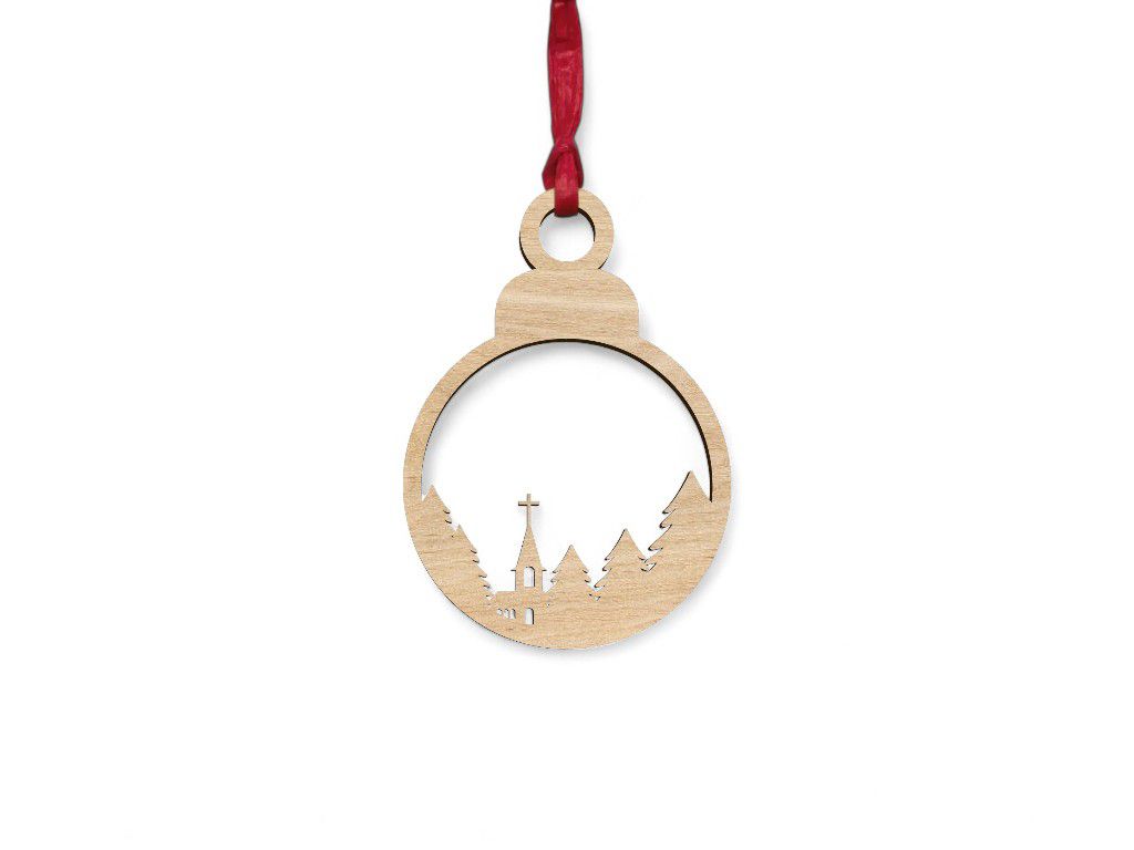 Laser Cut Church Christmas Ball Ornament Vector