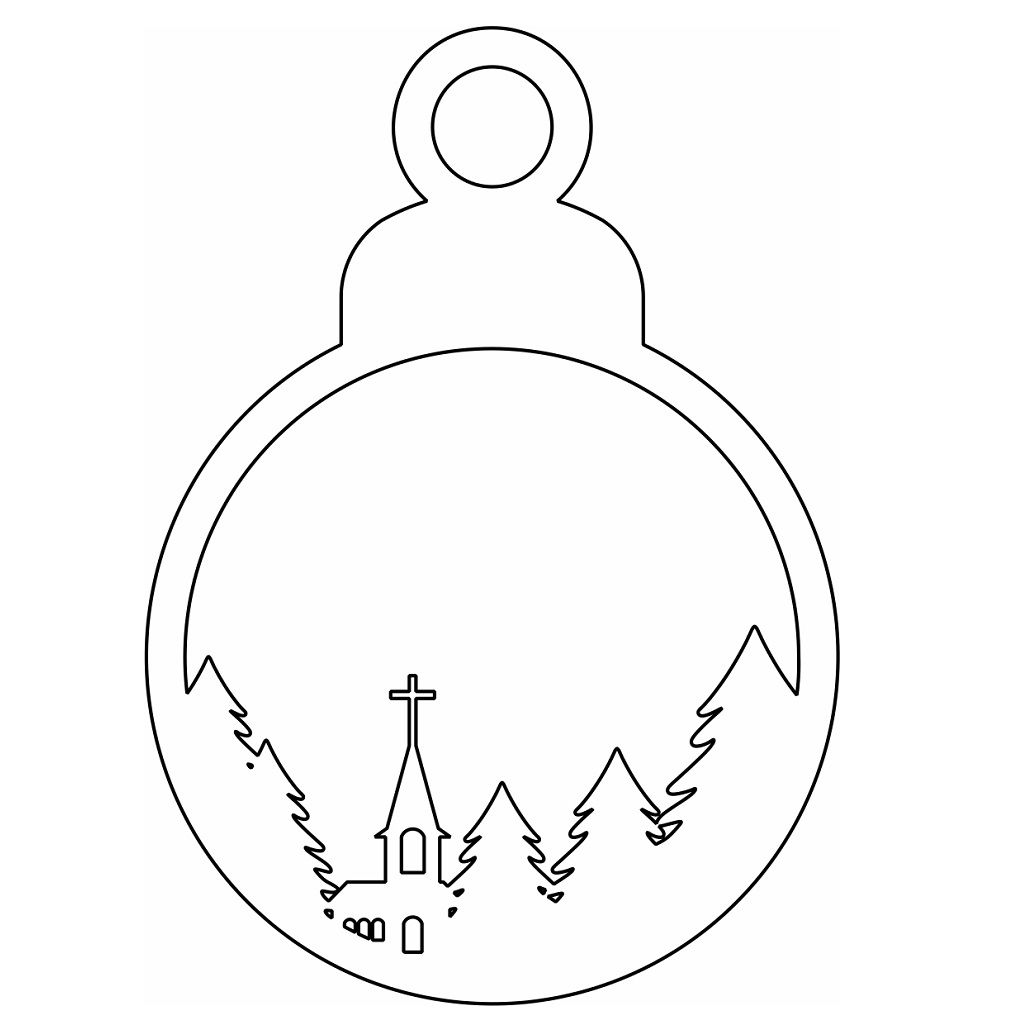 Laser Cut Church Christmas Ball Ornament Vector