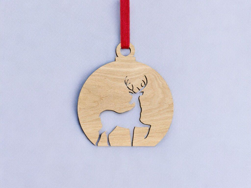 Laser Cut Christmas Deer Ball Vector