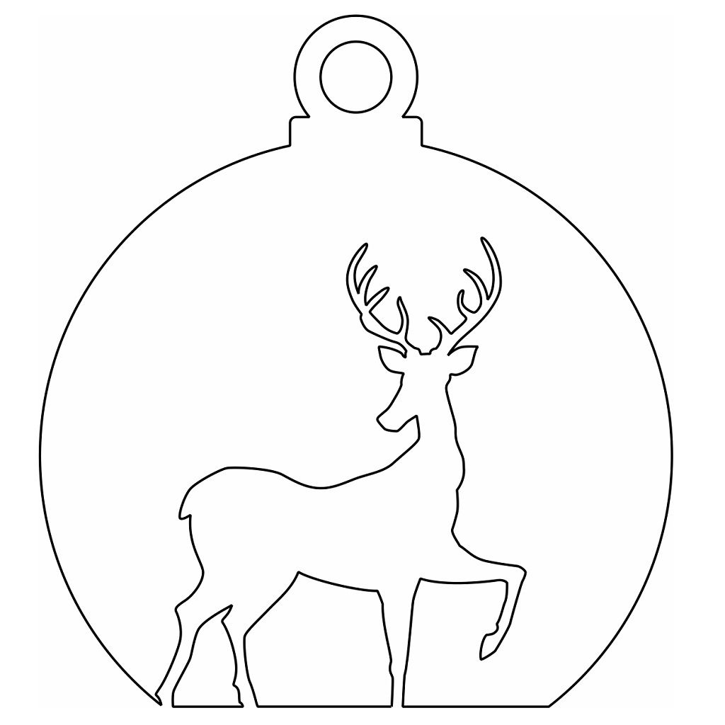 Laser Cut Christmas Deer Ball Vector