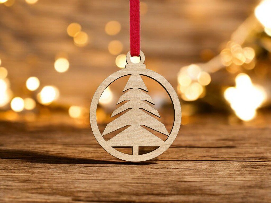 Laser Cut Christmas Tree Ball Decor Vector