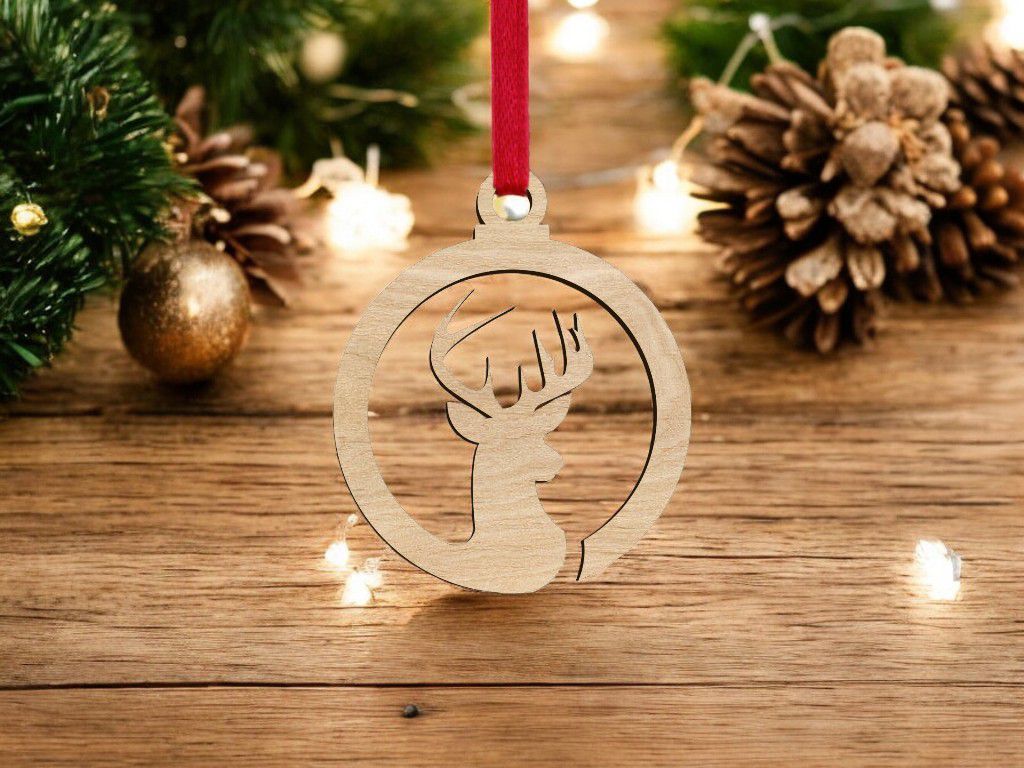Laser Cut Unique Deer Christmas Bauble Vector