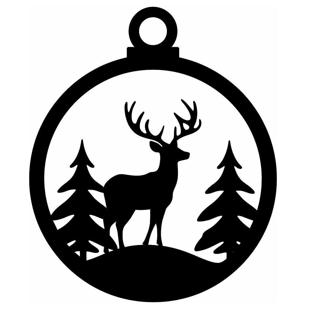 Laser Cut Christmas Tree with Deer Bauble Vector