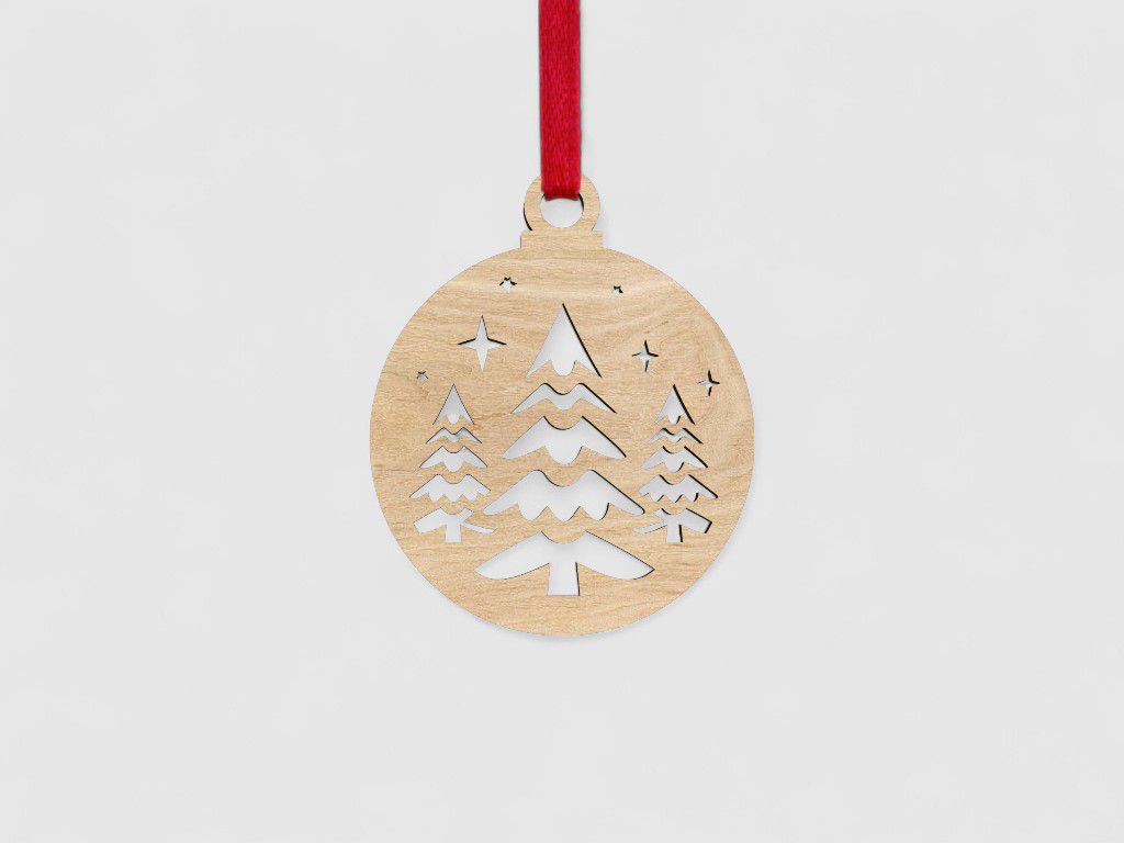 Laser Cut Christmas Trees with Stars Ornament Vector