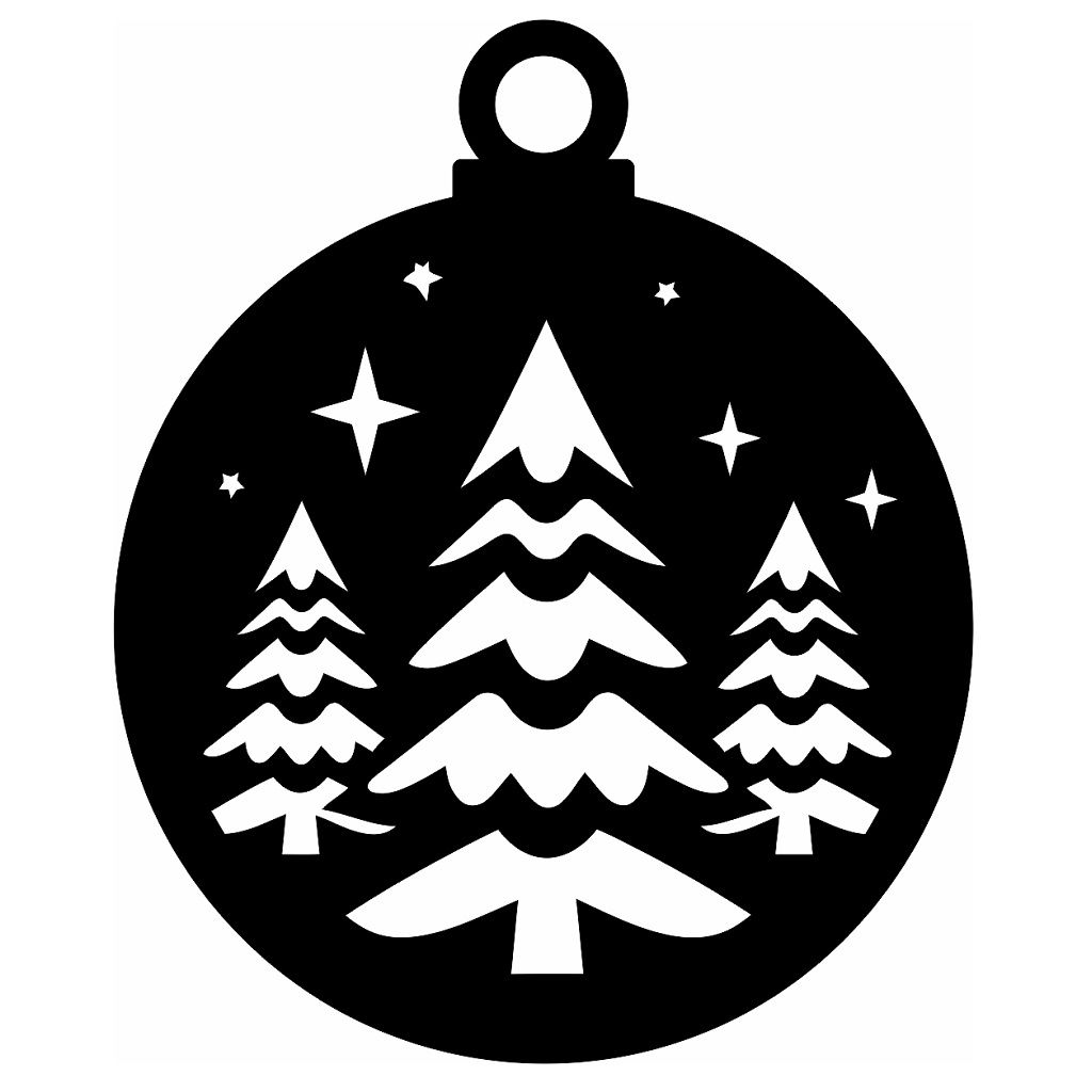Laser Cut Christmas Trees with Stars Ornament Vector