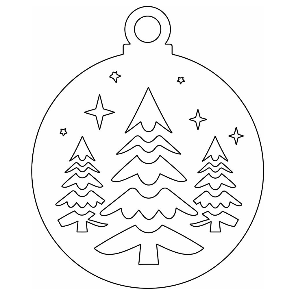 Laser Cut Christmas Trees with Stars Ornament Vector