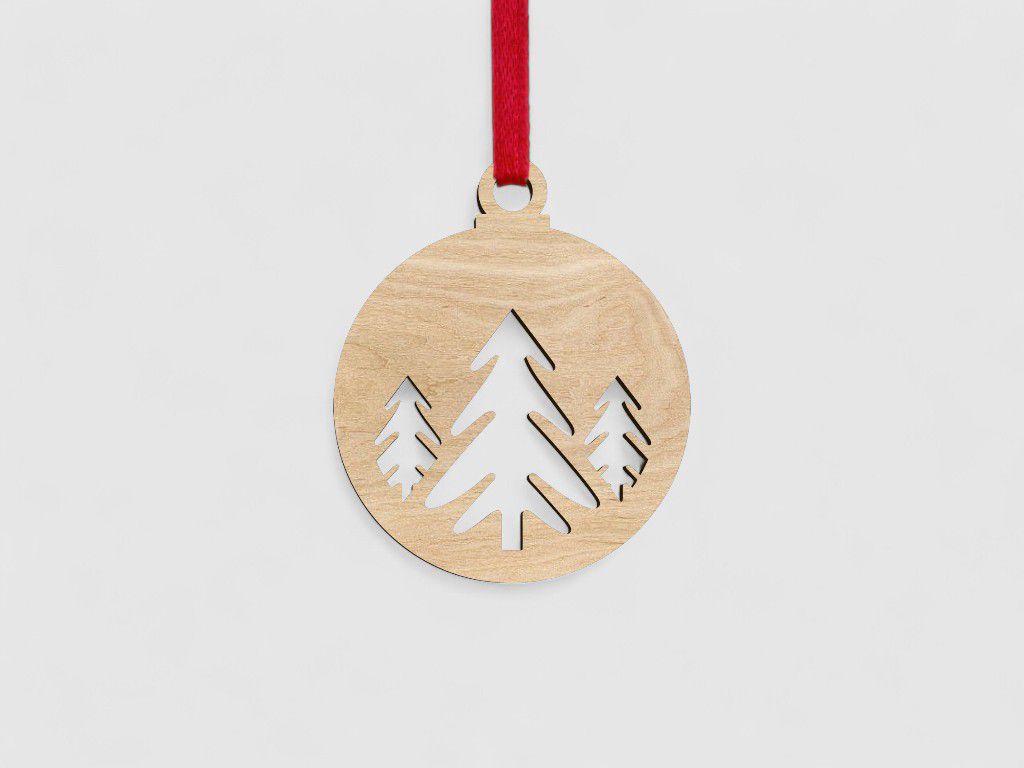Laser Cut Christmas Tree Bauble Decoration Vector