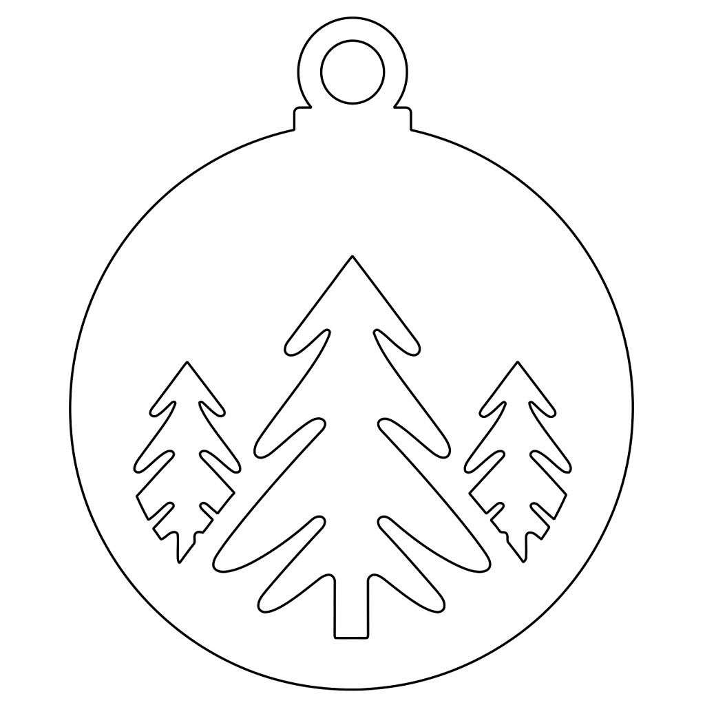 Laser Cut Christmas Tree Bauble Decoration Vector
