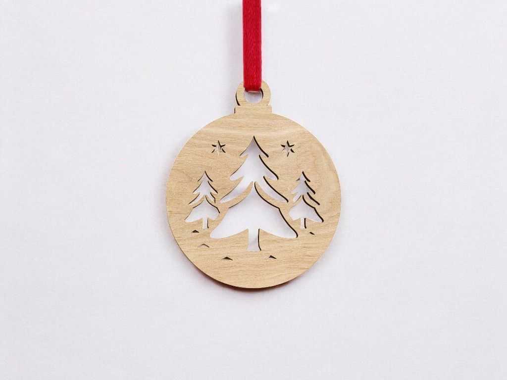 Laser Cut Christmas Tree Decor Ball Vector