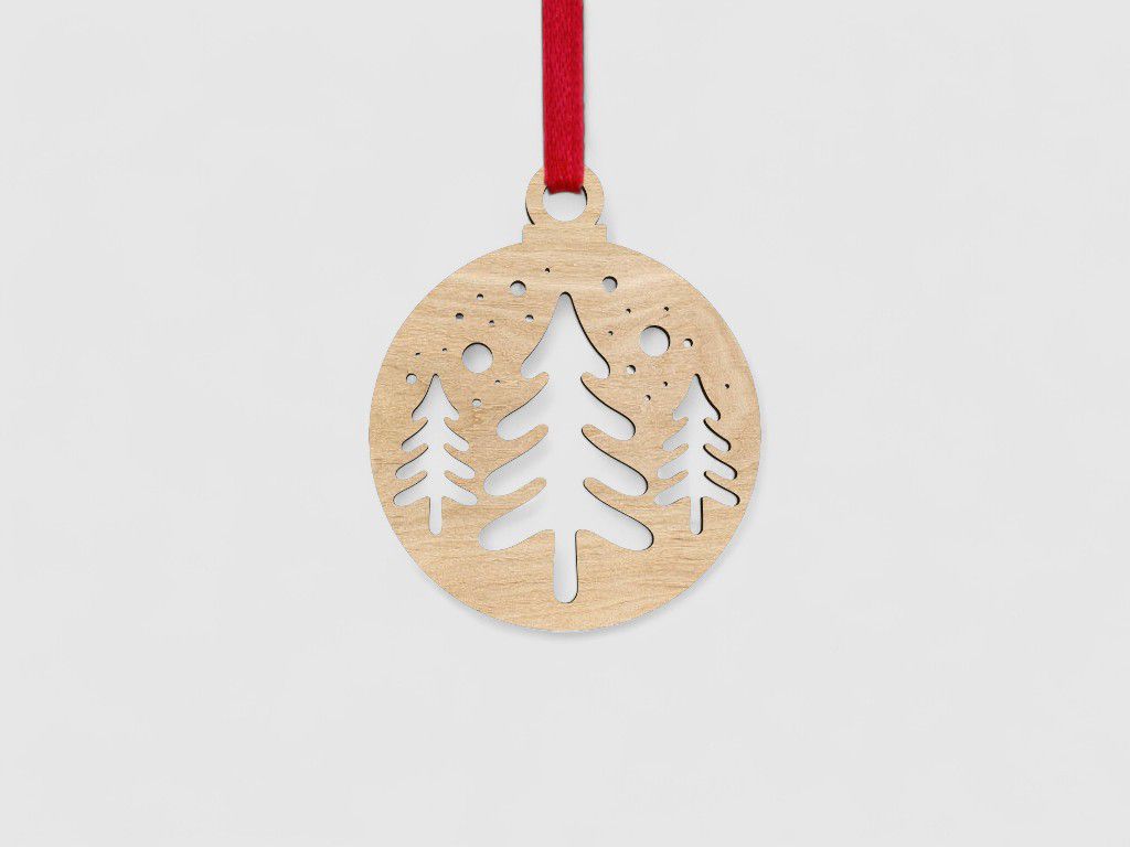 Laser Cut Christmas Tree Ornament Ball Vector