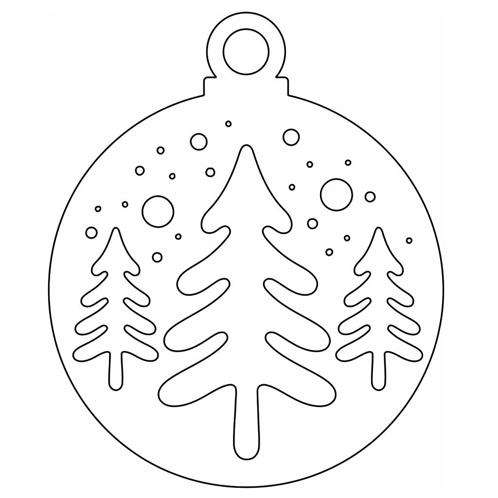 Laser Cut Christmas Tree Ornament Ball Vector