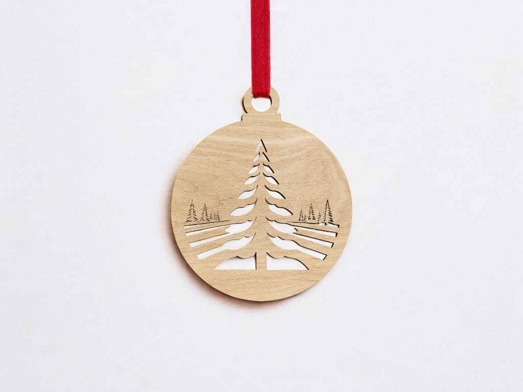 Laser Cut Winter Trees Christmas Ornament Vector