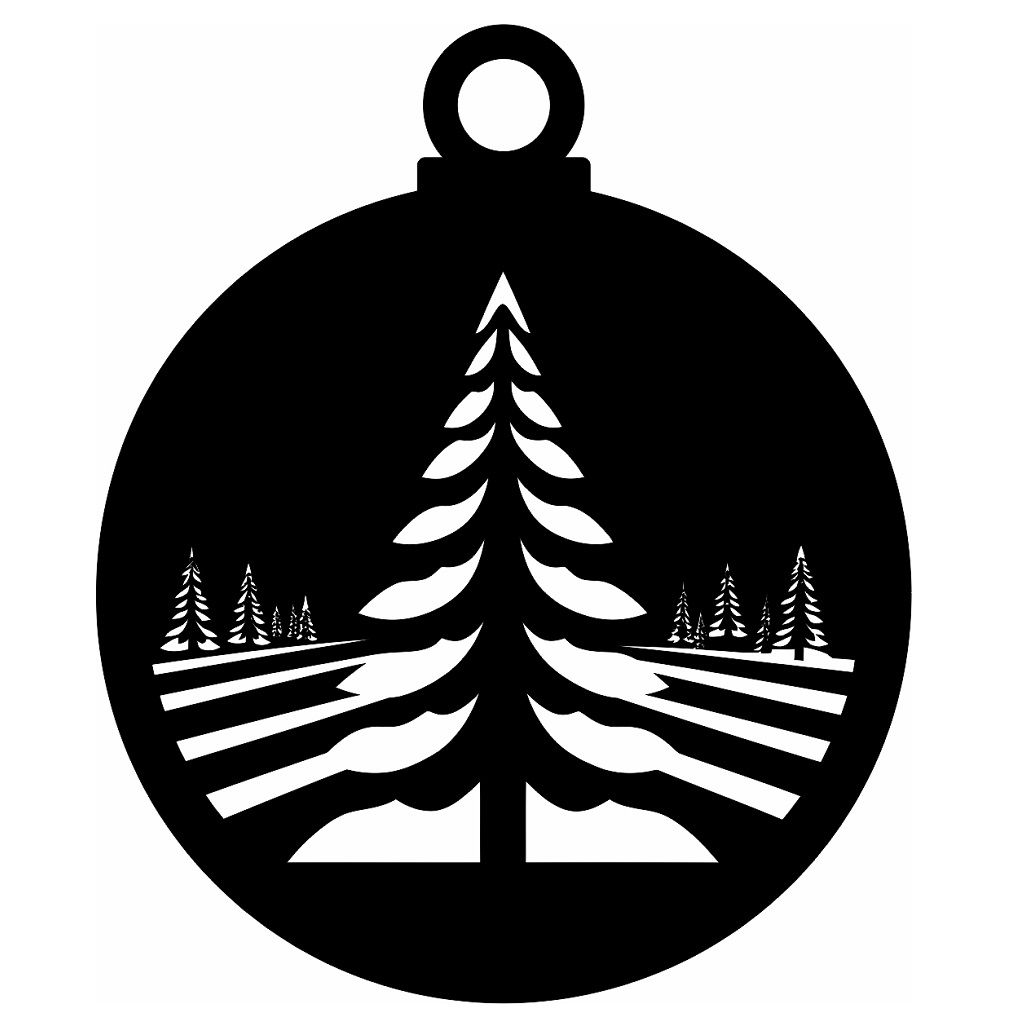 Laser Cut Winter Trees Christmas Ornament Vector