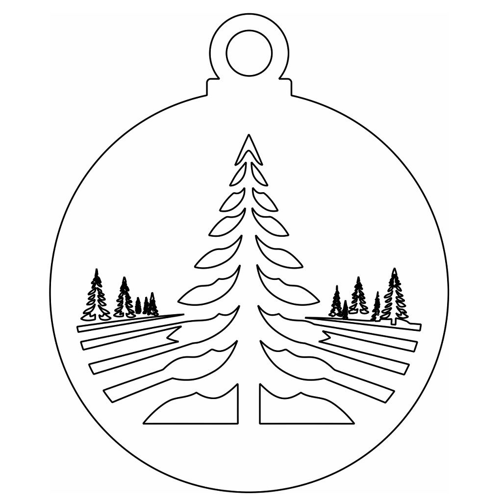 Laser Cut Winter Trees Christmas Ornament Vector