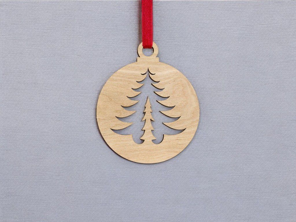 Laser Cut Xmas Tree Decorations Ball Vector