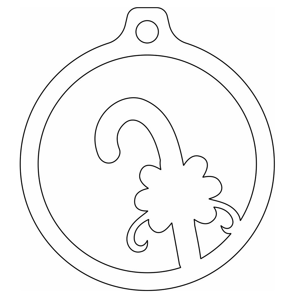 Laser Cut Candy Cane Christmas Tree Ball Vector