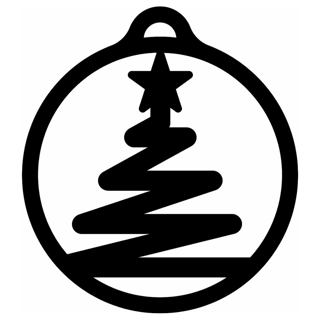 Laser Cut Bauble with Zigzag Christmas Tree Vector