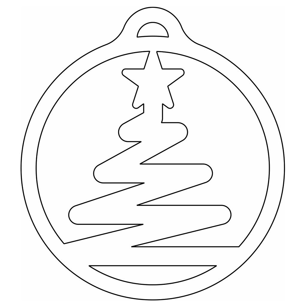 Laser Cut Bauble with Zigzag Christmas Tree Vector