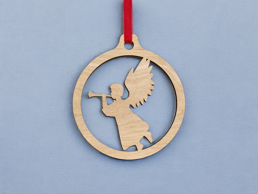 Laser Cut Angel Christmas Bauble Vector