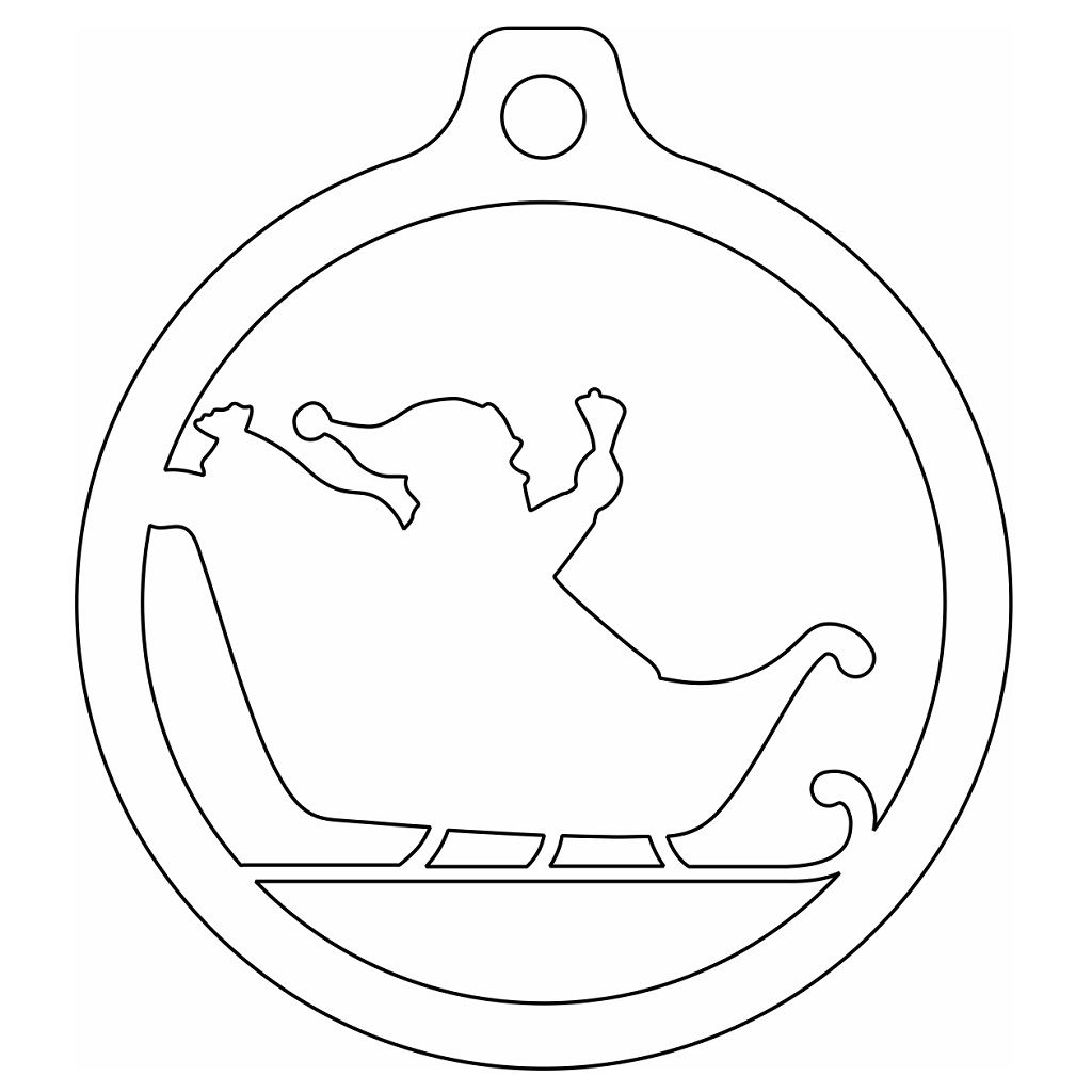 Laser Cut Santa Claus Sleigh Bauble Vector