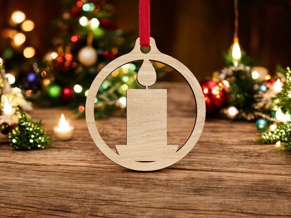 Laser Cut Christmas Candle Bauble Vector