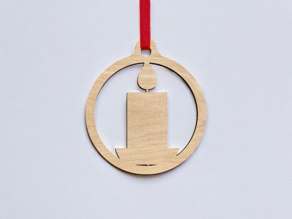 Laser Cut Christmas Candle Bauble Vector