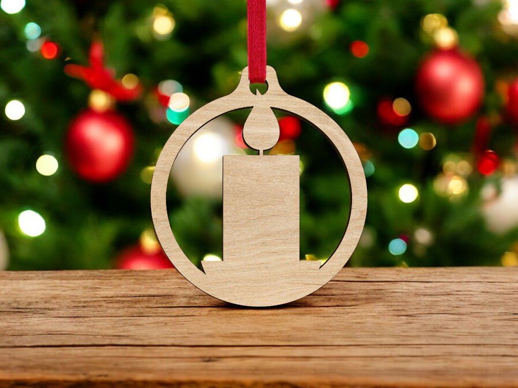 Laser Cut Christmas Tree Decoration Candle Ball Vector
