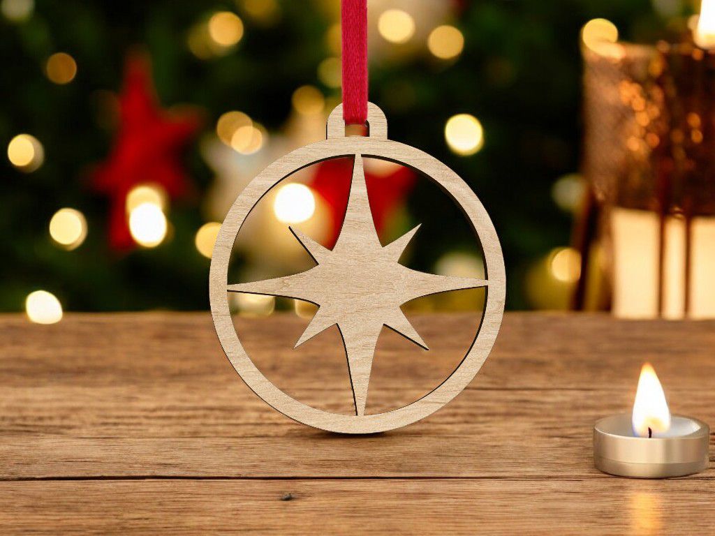 Laser Cut Compass Star Christmas Bauble Vector
