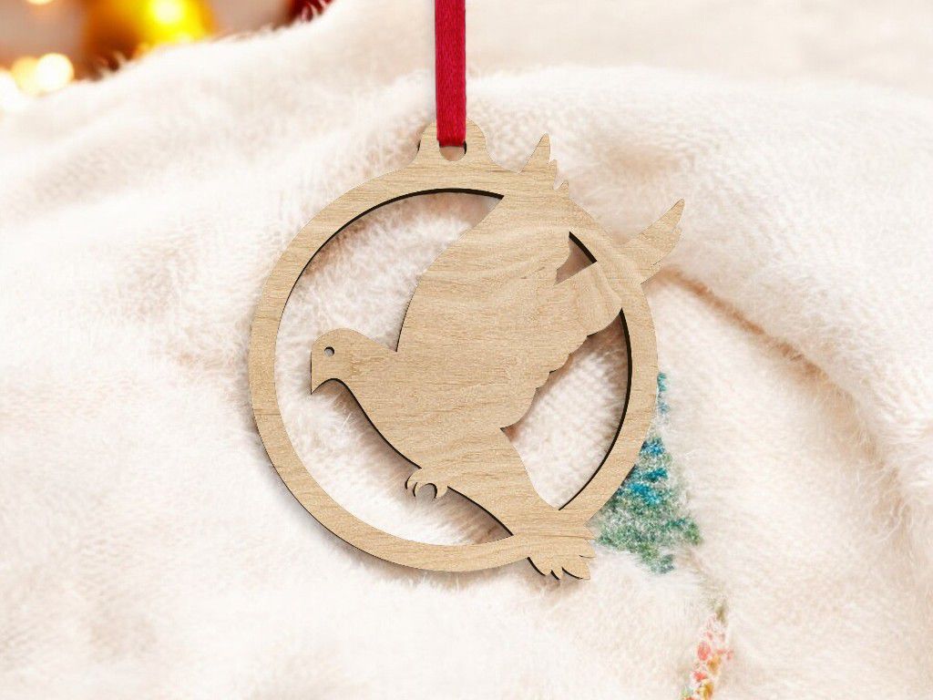 Laser Cut Christmas Bird Bauble Vector