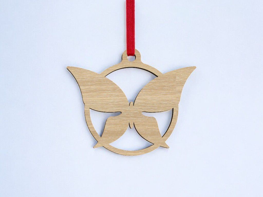 Laser Cut Butterfly Christmas Ball Craft Vector