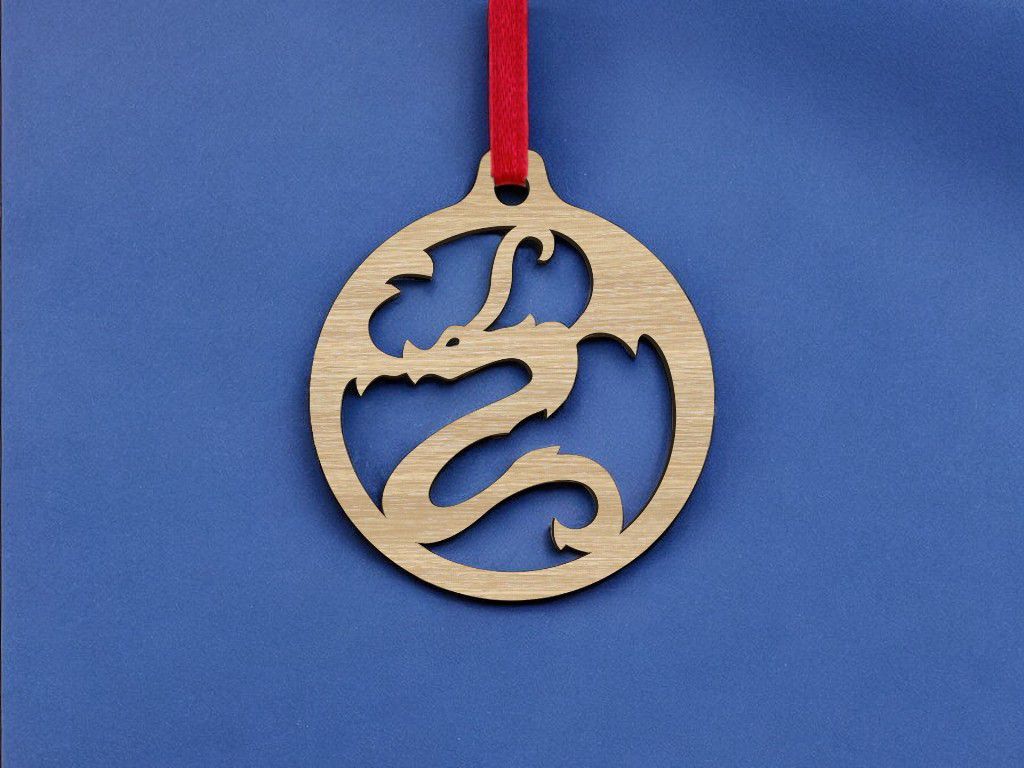 Laser Cut Dragon Christmas Bauble Vector