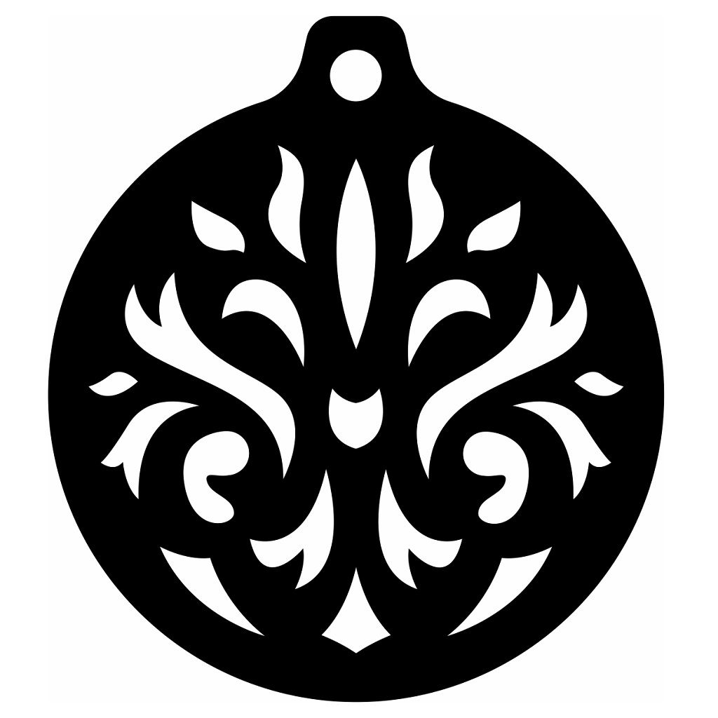 Laser Cut Floral Pattern Christmas Tree Bauble Vector
