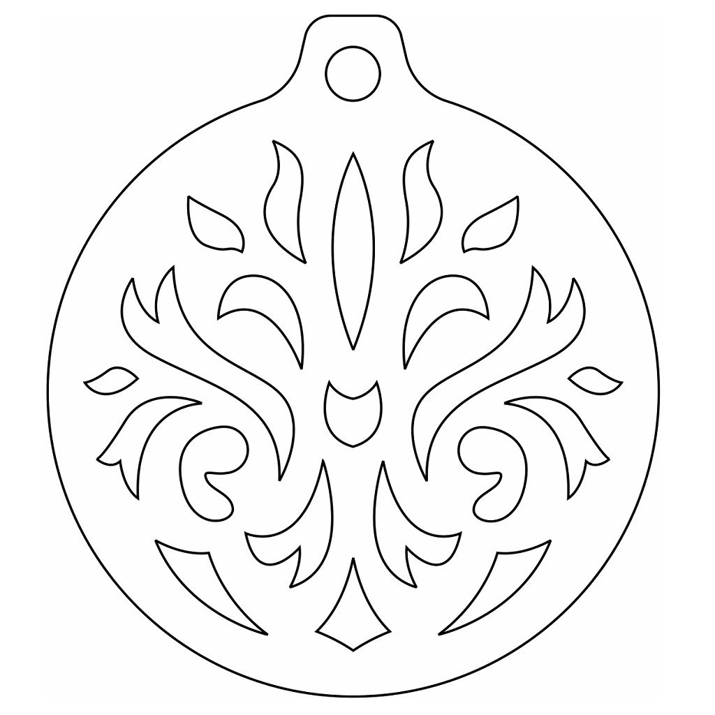 Laser Cut Floral Pattern Christmas Tree Bauble Vector